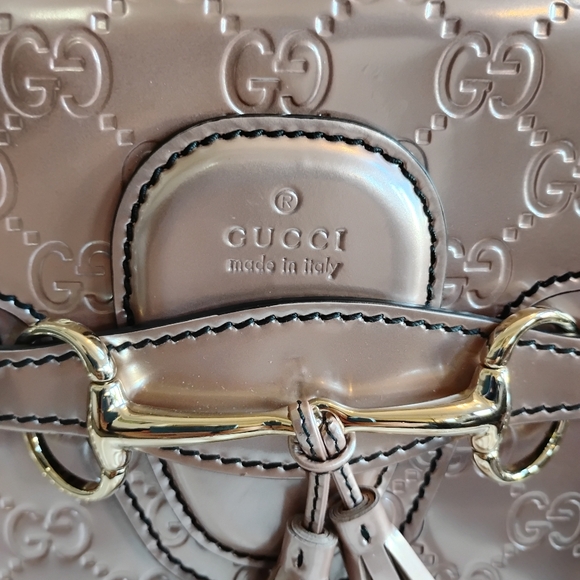 GUCCI Guccissima Horsebit Tassel Iridescent Pink Leather Bag EMILY - Picture 14 of 14